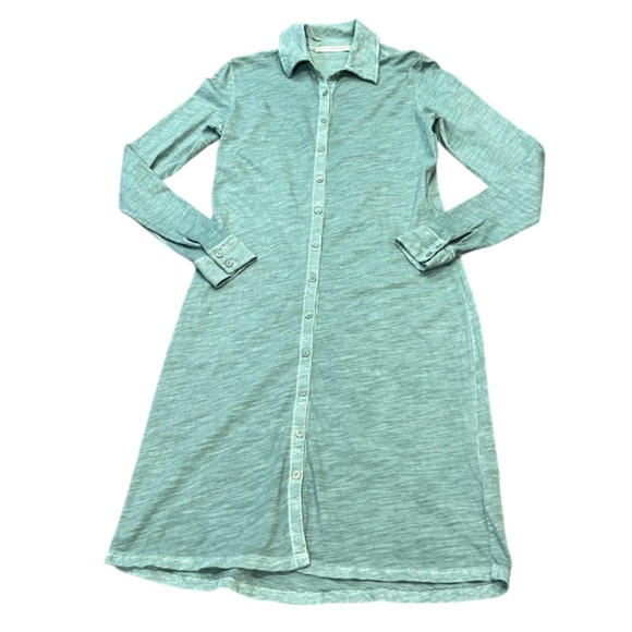 Peruvian Connection Sage Green Button-Up Shirt Lagos Dress Size Small Cotton - Picture 2 of 13